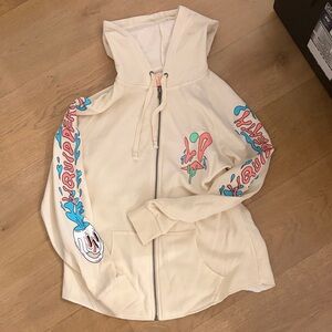 Liquid Death Women’s XS Cream Zip-Up Hoodie